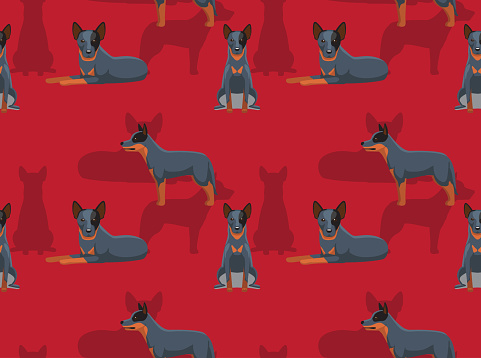 Dog Cattledog Cartoon Seamless Wallpaper