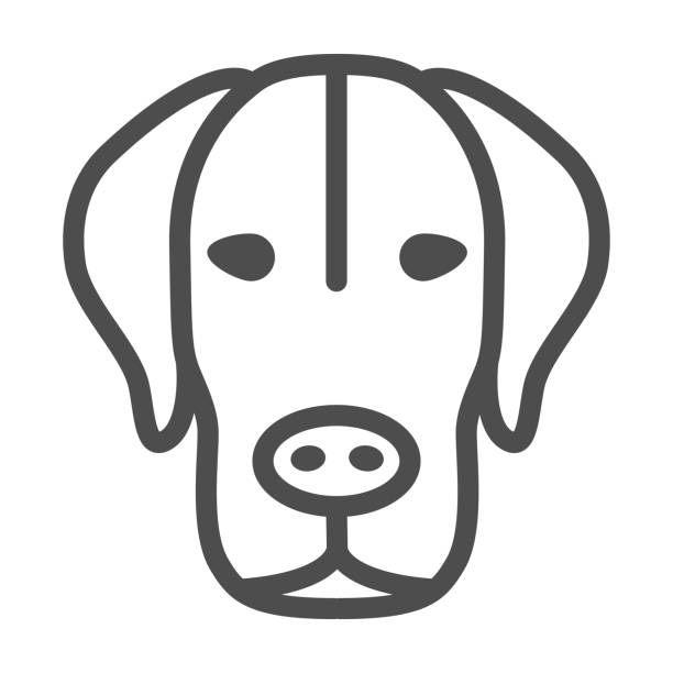 stockillustraties, clipart, cartoons en iconen met het hoofdlijnpictogram van de hond, huisdierenconcept, puppygezichtsteken op witte achtergrond, pictogram van het silhouet van het hondhoofd in overzichtsstijl voor mobiel concept en webontwerp. vectorafbeeldingen. - lichaamsdeel van dieren