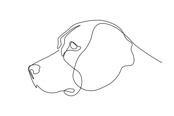 профиль головы собаки - одно животное stock illustrations