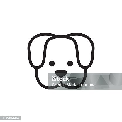 istock Dog icon. Vector isolated funny puppy head pictogram on white background 1339851357