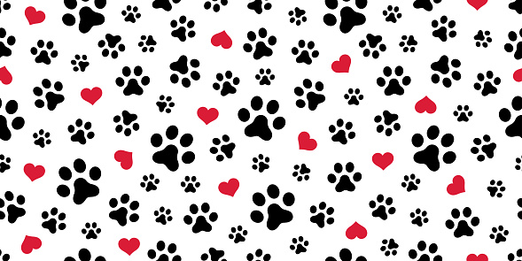 Dog Paw Cat Paw Heart Love Puppy Foot Print Kitten Valentine Vector