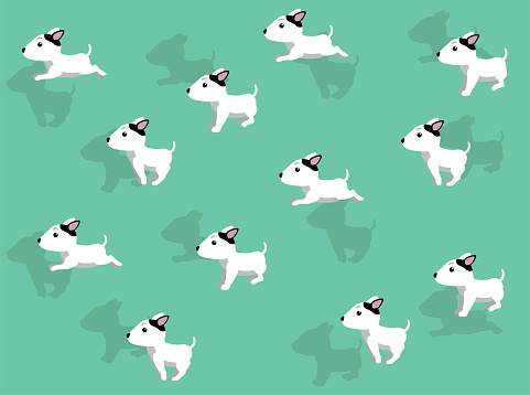 Dog Running Bull Terrier Cartoon Character Illustration Seamless Background