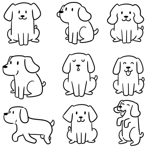 dog vector set of dog dog drawings stock illustrations