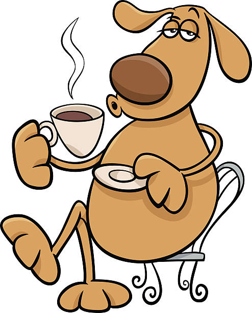 Royalty Free Dog Drinking Coffee Clip Art, Vector Images ...