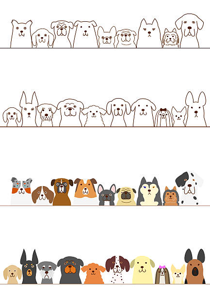 dogs border set dogs border set. dog borders stock illustrations