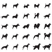 Black dogs icon set