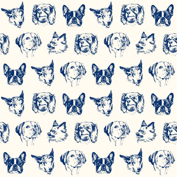 Dogs seamless pattern - Illustration Dogs seamless pattern - Illustration dog drawings stock illustrations