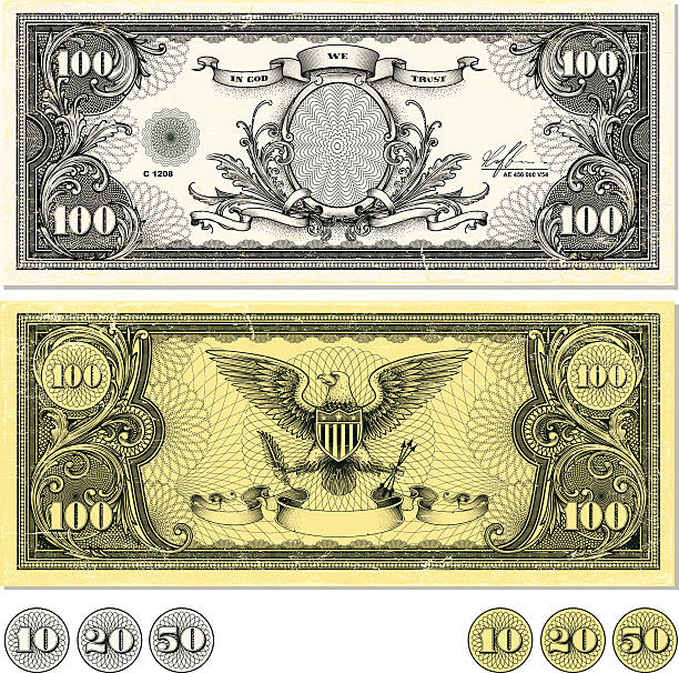 Dollar Bill Design Dollar Bill Design in two color variations, front side, back side. Eps9 money bills and currency stock illustrations