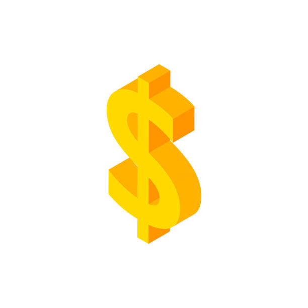 Dollar Isometric Object Dollar Isometric Object. Vector Illustration of Business Sign in Isometry. currency symbol stock illustrations