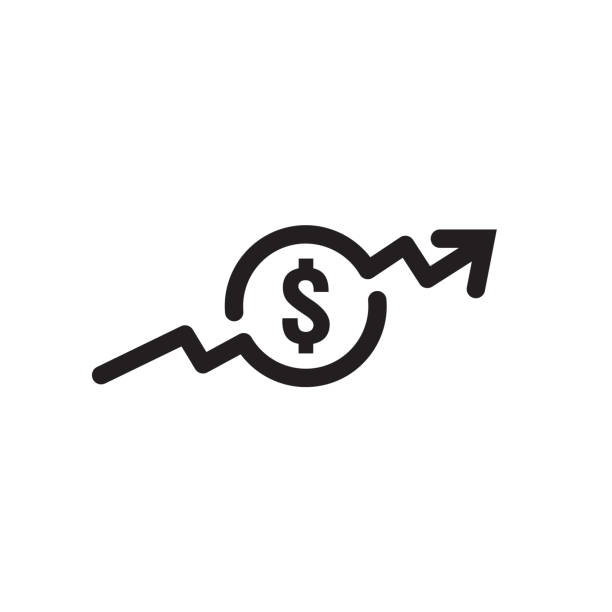 dollar rate increase icon. Money symbol with stretching arrow up. rising prices. Business cost sale icon. cash salary increase. investment growth. vector illustration dollar rate increase icon. Money symbol with stretching arrow up. rising prices. Business cost sale icon. cash salary increase. investment growth. vector illustration expense stock illustrations