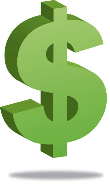 Dollar Sign With Shadow Vector illustration of a green mid-air dollar sign wth a shadow beneath it. currency symbol stock illustrations