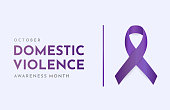 istock Domestic Violence Month card, October. Vector 1341519988