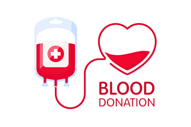 ilustrações de stock, clip art, desenhos animados e ícones de donate blood concept with blood bag and heart. blood donation vector illustration. world blood donor day. - doação de sangue