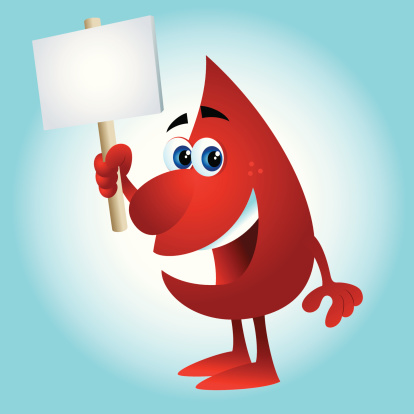 Donate Blood Vector Cartoon with Blank Sign