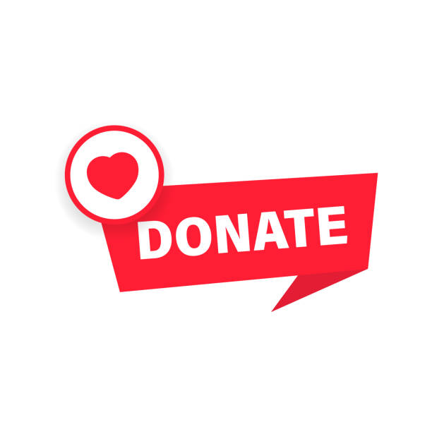 ilustrações de stock, clip art, desenhos animados e ícones de donate button. charity fundraising concept. red button with red heart symbol. vector on isolated white background. eps 10 - doação de sangue