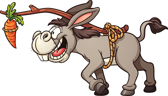 Donkey following carrot