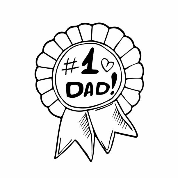 Doodle Best Dad prize. Medal for dad. Happy Fathers day concept. Doodle Best Dad prize. Medal for dad. Happy Fathers day concept. Isolated vector fathers day stock illustrations