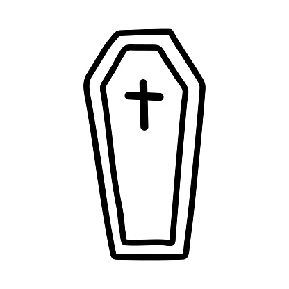 Doodle coffin. Hand-drawn vector illustration