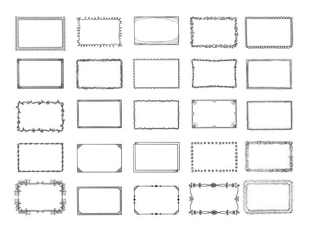 Doodle frames. Sketched hand drawn square shapes in different styles borders and photo frames vector set Doodle frames. Sketched hand drawn square shapes in different styles borders and photo frames vector set. Frame square scribble, sketch drawing photo gallery illustration frame border stock illustrations