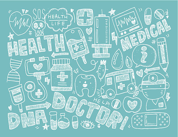 doodle medical background doodle medical background nurse drawings stock illustrations