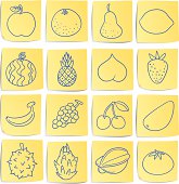 16 Doodle memo icon - Fruits