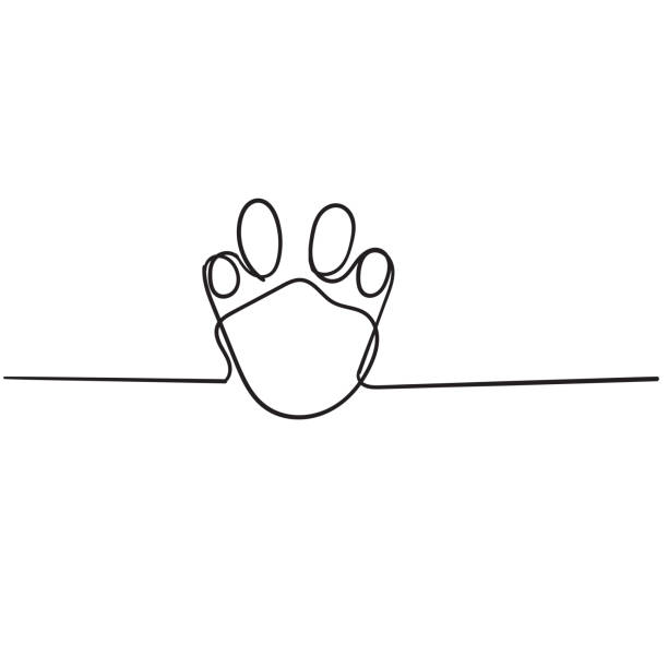 stockillustraties, clipart, cartoons en iconen met doodle paw illustratie met cartoon lijn vector - eén dier