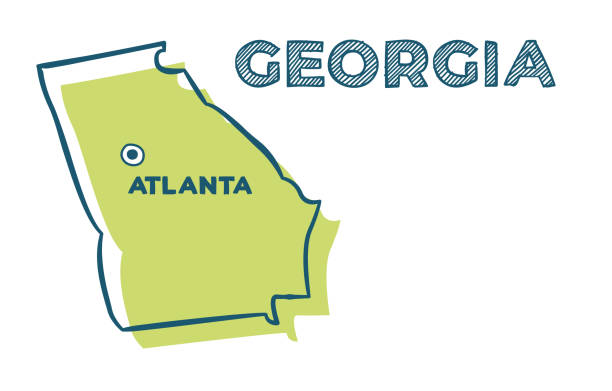 Doodle vector map of Georgia state of USA Doodle vector map of Georgia state of USA. With legends of state and capital atlanta stock illustrations