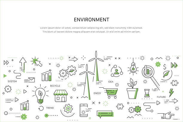 illustrazioni stock, clip art, cartoni animati e icone di tendenza di concetto di lavoro doodle - risorse sostenibili