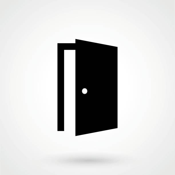 Door Icon in trendy flat style isolated on grey background. Open door symbol Door Icon in trendy flat style isolated on grey background. Open door symbol door borders stock illustrations