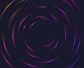 Dots in concentric circle abstract lines background.