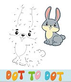 istock Dot to dot puzzle. Connect dots game. rabbit vector illustration 1334756969