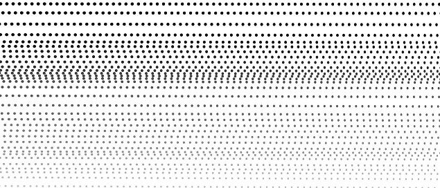 Dotted straight horizontal strips. Vector black, gray spots, fade gradient, white background. Technology halftone pattern. Abstract monochrome line art design. Digital modern concept for wallpaper, banner, website, landing page. EPS10 illustration