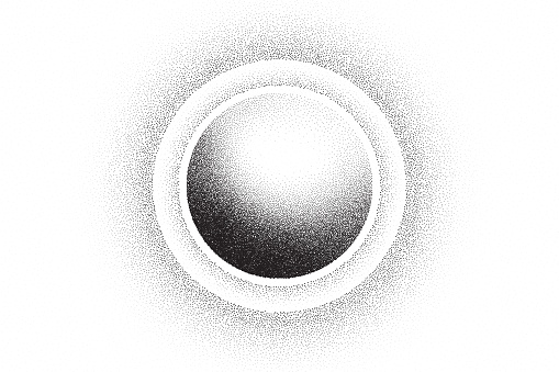 Dotwork 3D Spheres background. Black noise stipple dots. Dotted vector