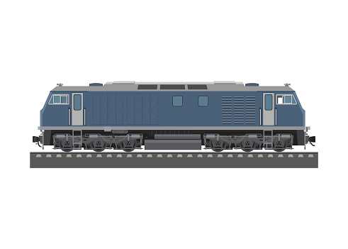 Double cabin electric diesel locomotive. Simple flat illustration.