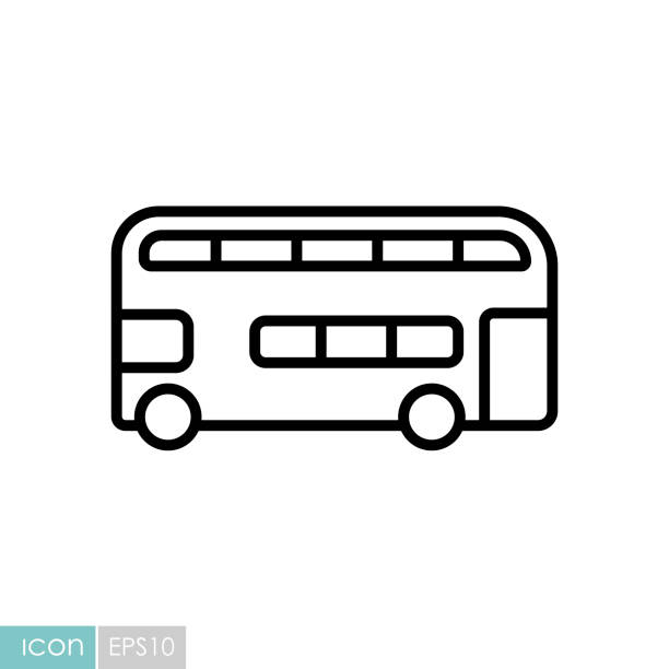 Double decker bus flat vector icon Double decker bus flat vector icon. Graph symbol for travel and tourism web site and apps design, logo, app, UI double decker bus stock illustrations