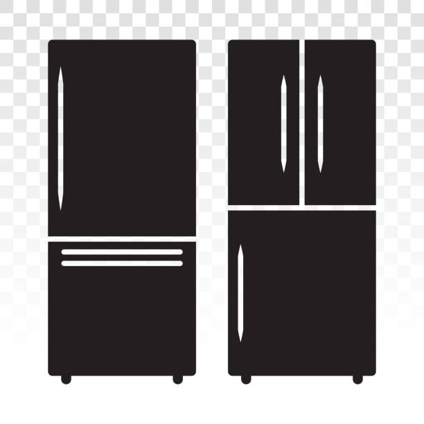 double door freezer refrigerator or fridge flat vector icon double door freezer refrigerator or fridge flat vector icon for apps and websites chest freezer stock illustrations