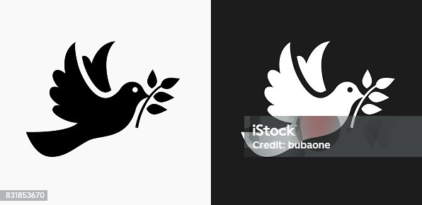istock Dove Icon on Black and White Vector Backgrounds 831853670