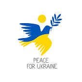 istock Dove of Peace in Ukranian flag colors blue and yellow. 1385219971