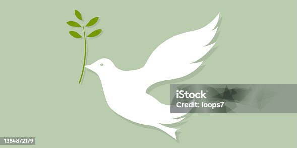 istock Dove of Peace on Green Background 1384872179