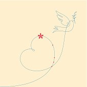 Dove with heart shape. Saved in AI, EPS and JPG. 