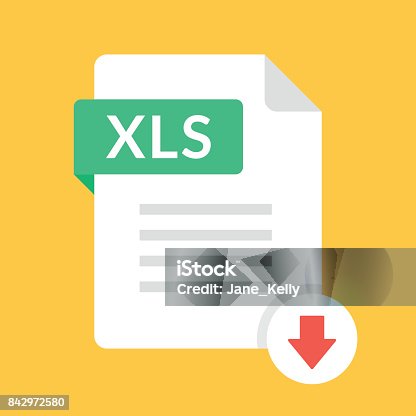 istock Download XLS icon. File with XLS label and down arrow sign. Spreadsheet file format. Downloading document concept. Flat design vector icon 842972580