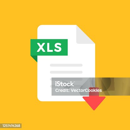 istock Download XLS icon. XLS file with down arrow symbol. Downloading spreadsheet document. Tabular and spreadsheet format. Import, export sheet, save file with XLS extension concepts. Download button. Flat style design. Vector icon 1251414268