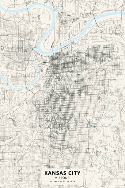 Downtown Kansas City, Missouri USA Vector Map Topographic / Road map of downtown Kansas City, Missouri, USA. Larger map covering the whole city is available. Original map data is open data via © OpenStreetMap contributors. All maps are layered and easy to edit. Roads have editable stroke. overland park stock illustrations