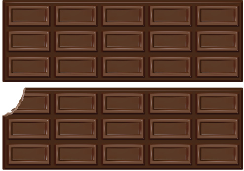 Down-view on two bars of chocolate isolated on white