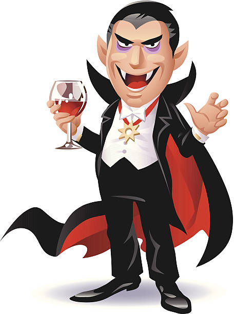 Dracula Dracula holding a glass of blood or red wine. EPS 8, fully editable and labeled in layers. vampire stock illustrations