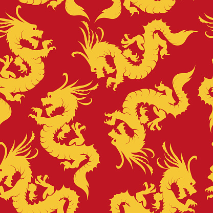 Seamless dragon pattern, chinese motifs vector