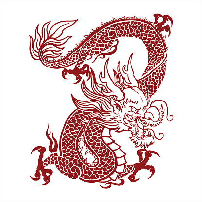 Chinese dragon, dragon illustration, dragon symbol vector