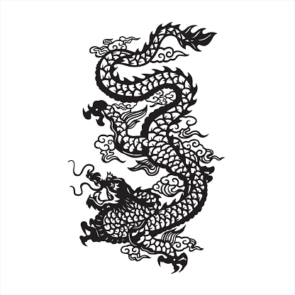 dragon icon, symbol, chinese dragon, papercut dragon, japanese dragon, oriental dragon vector