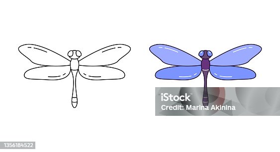 istock Dragonfly linear and color icon 1356184522