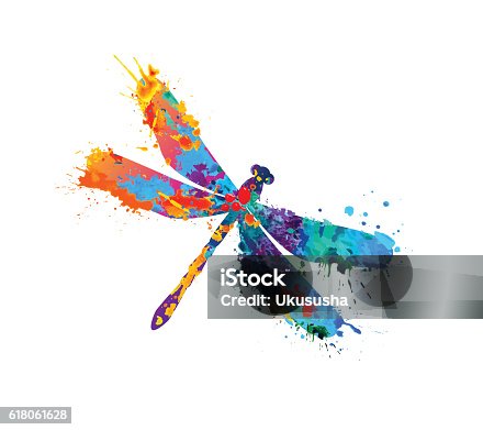 istock dragonfly of splash paint 618061628